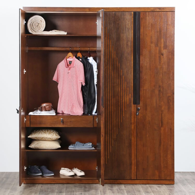 Harmony Textured Four-Door Wardrobe - Brown