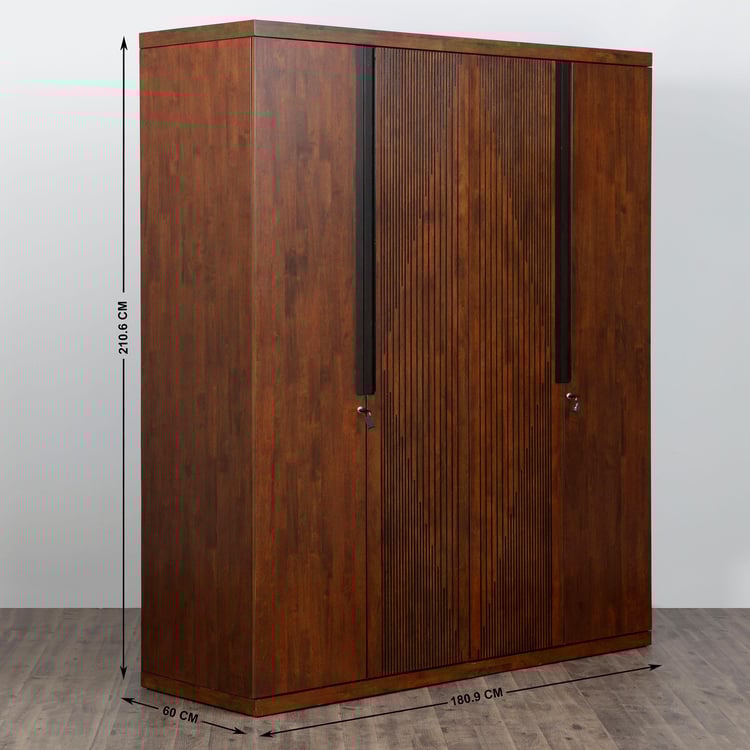 Harmony Textured Four-Door Wardrobe - Brown