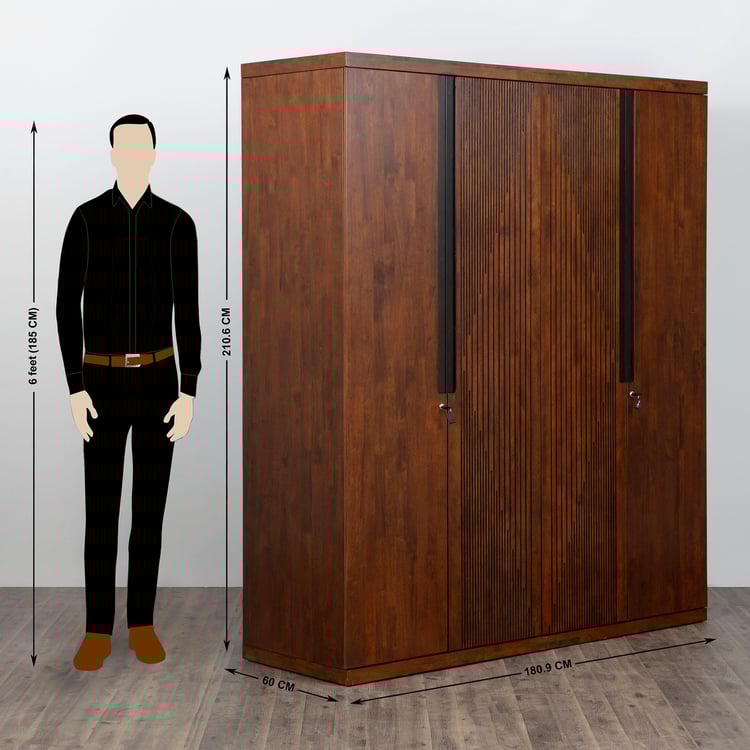 Harmony Textured Four-Door Wardrobe - Brown