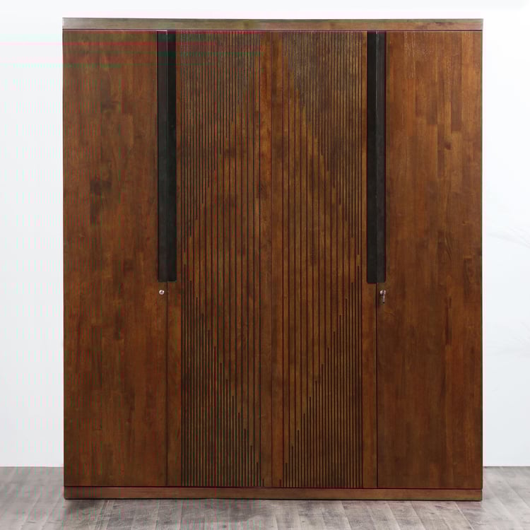 Harmony Textured Four-Door Wardrobe - Brown