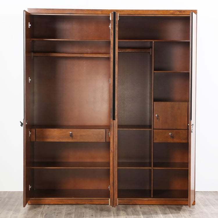 Harmony Textured Four-Door Wardrobe - Brown