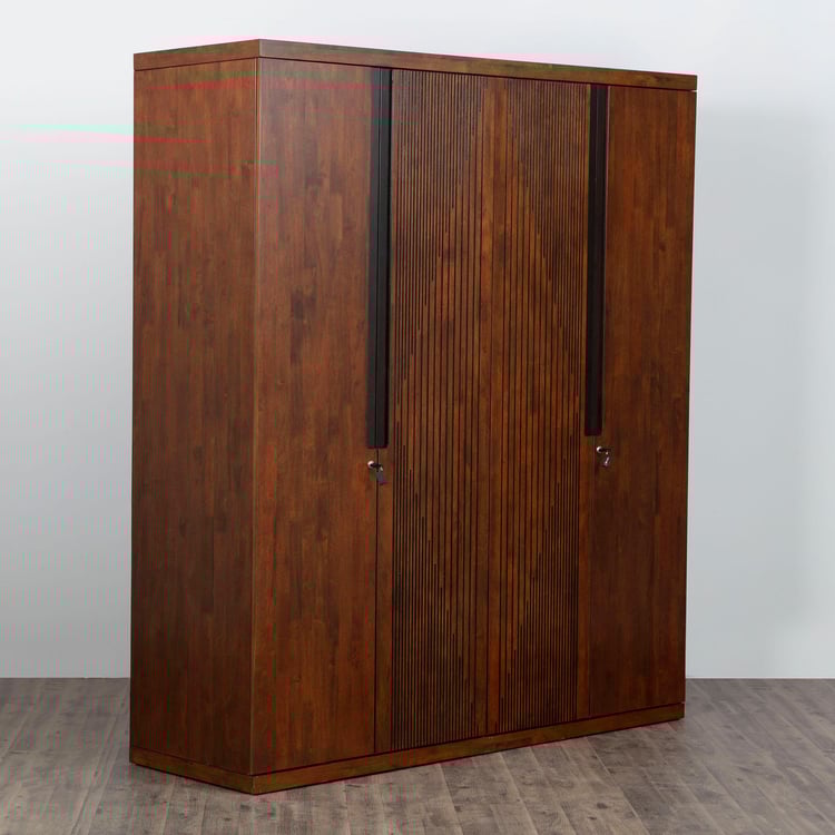 Harmony Textured Four-Door Wardrobe - Brown