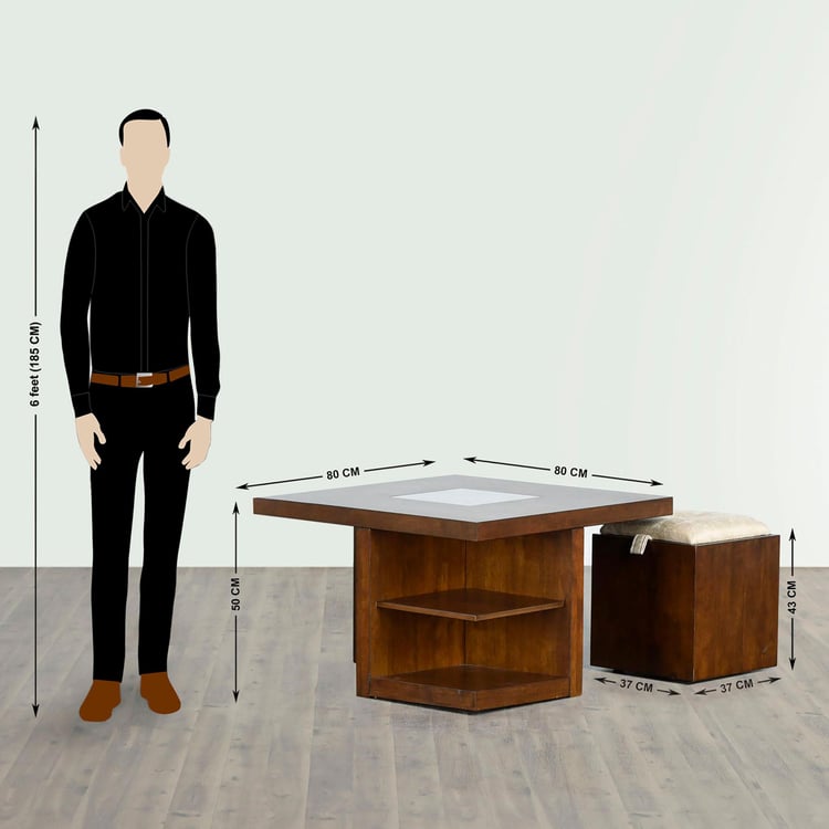 Harmony Coffee Table with Stools - Brown