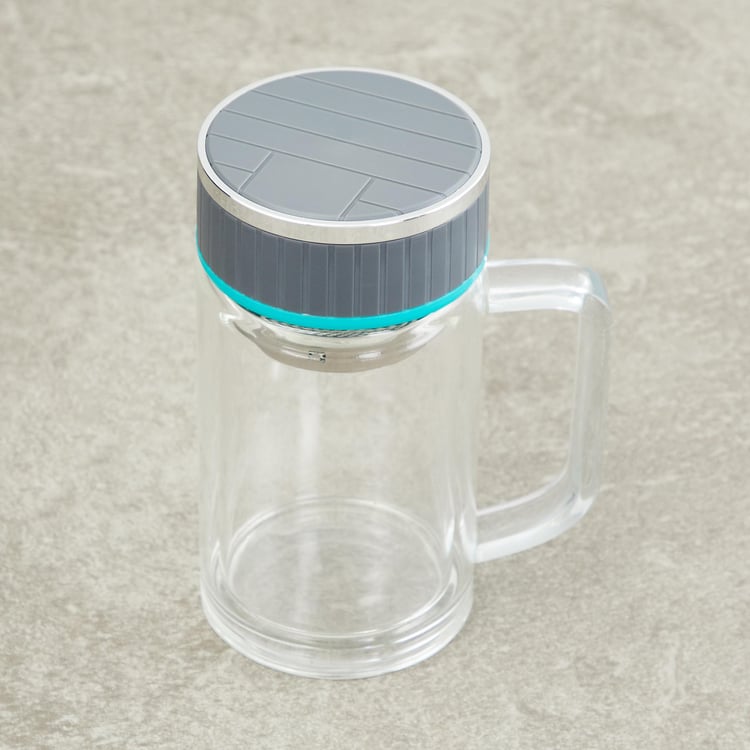 Atlantis Caspian Solid Glass Mug with Lid and Strainer - 12x15.5cm - 340 ml