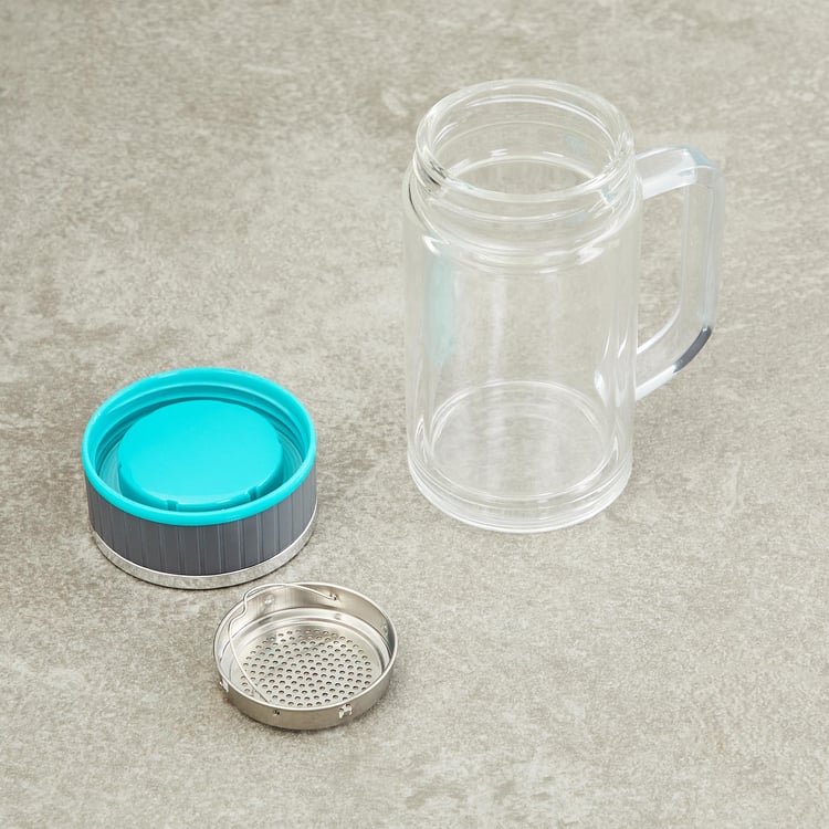 Atlantis Caspian Solid Glass Mug with Lid and Strainer - 12x15.5cm - 340 ml