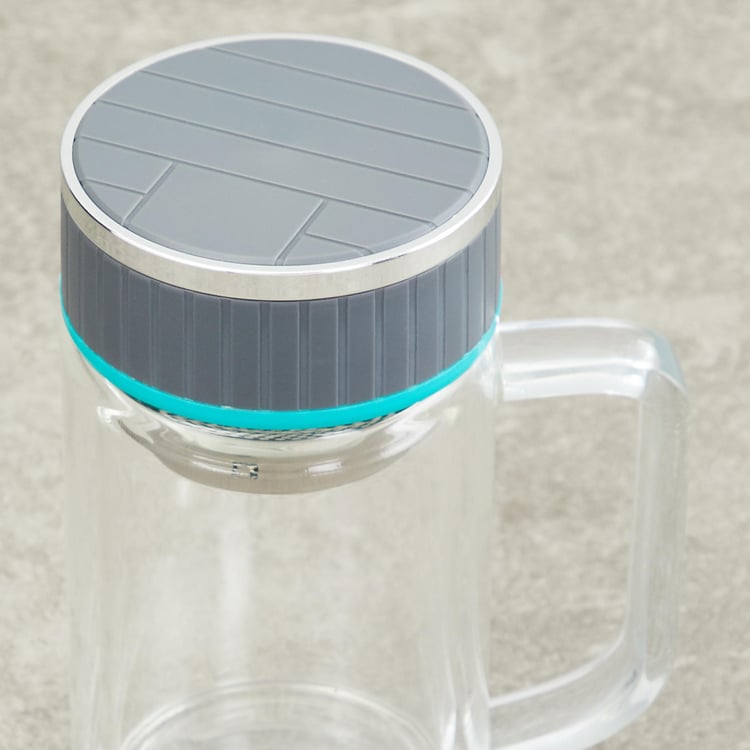 Atlantis Caspian Solid Glass Mug with Lid and Strainer - 12x15.5cm - 340 ml