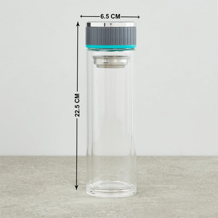 Atlantis Caspian Transparent Solid Glass Bottle with Strainer - 360 ml - 22.5x6.5cm