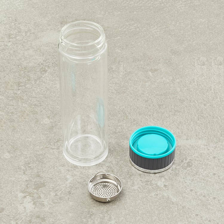 Atlantis Caspian Transparent Solid Glass Bottle with Strainer - 360 ml - 22.5x6.5cm