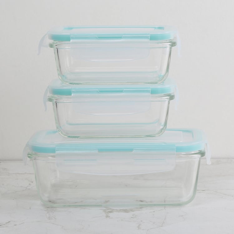 Korobka Set of 3 Glass Lunch Boxes with Bag