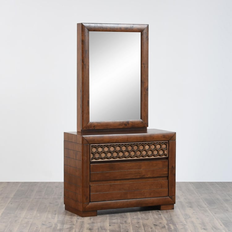 Heritage Dresser Mirror with Drawer - Brown