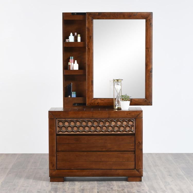 Heritage Dresser Mirror with Drawer - Brown