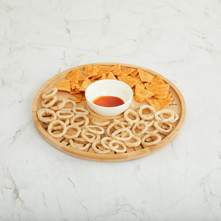 Mendo Bamboo Chip and Dip Plate - 32cm