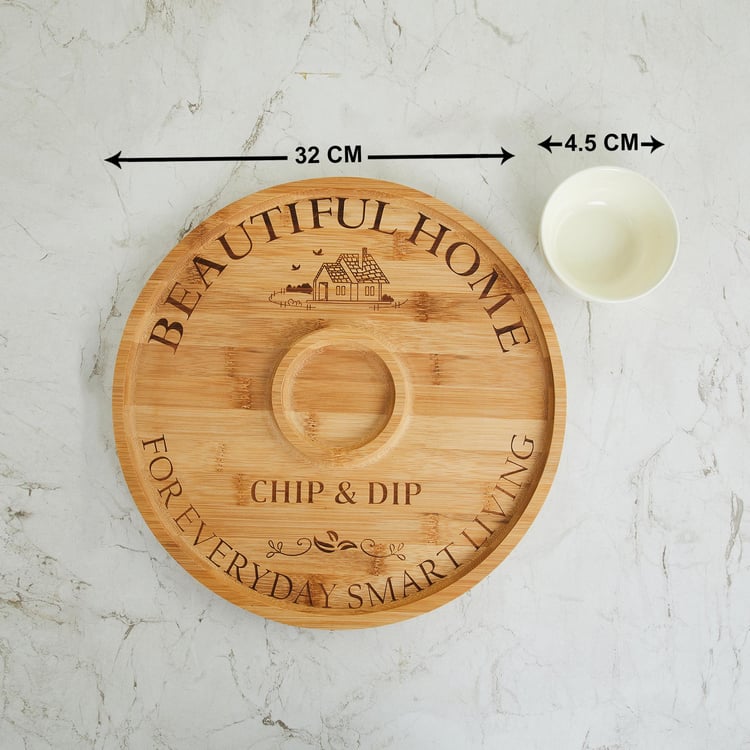 Mendo Bamboo Chip and Dip Plate - 32cm