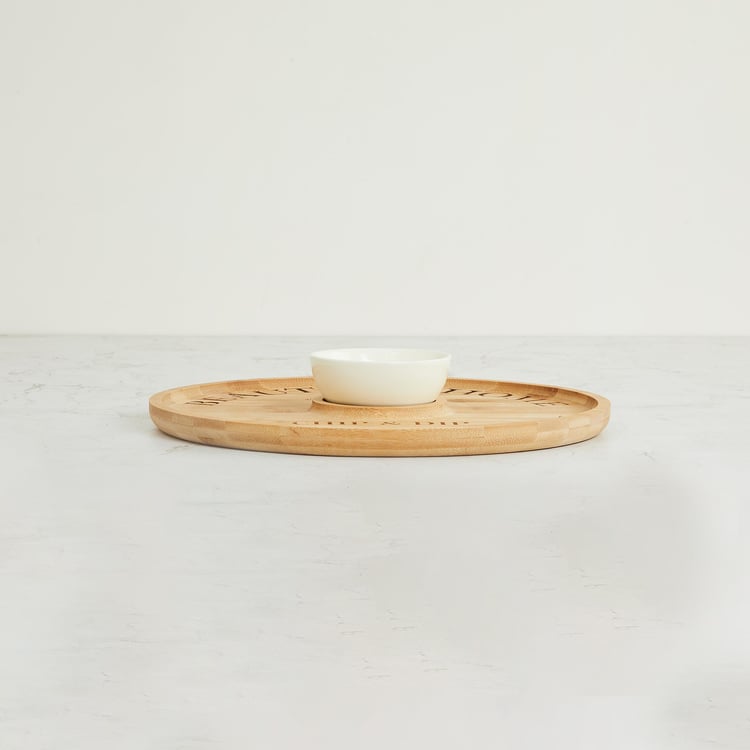 Mendo Bamboo Chip and Dip Plate - 32cm