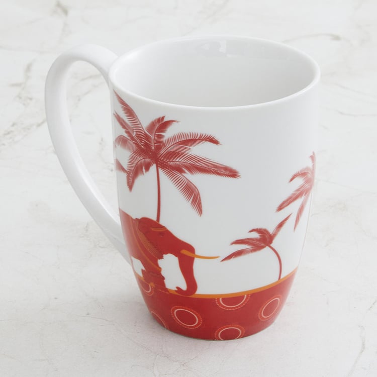Eliana Elephant Print Mugs - Set of 4 - 400 ml