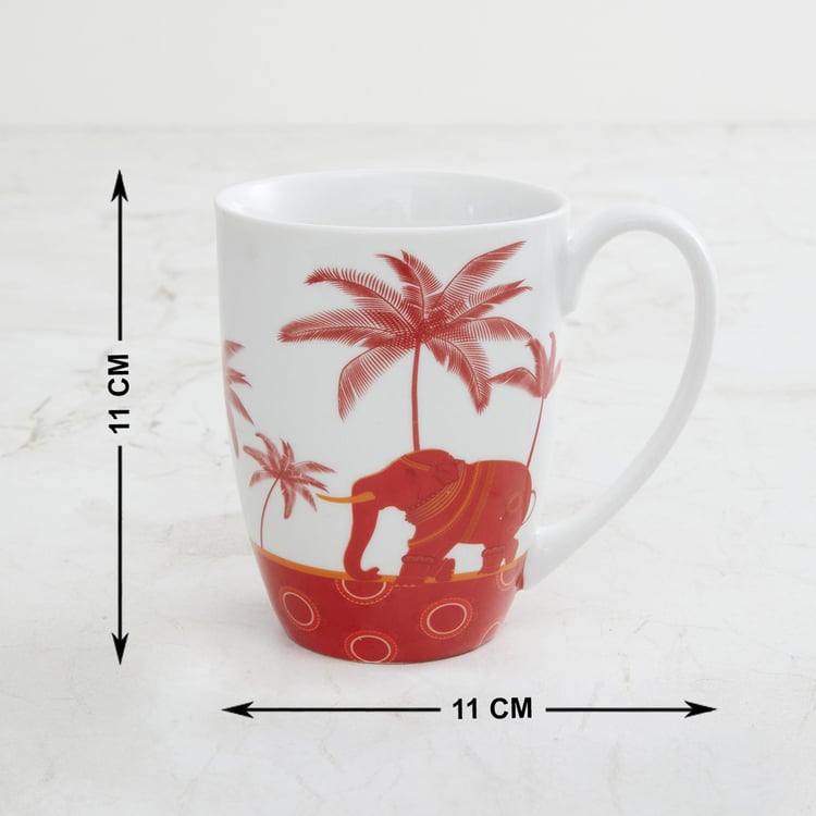 Eliana Elephant Print Mugs - Set of 4 - 400 ml