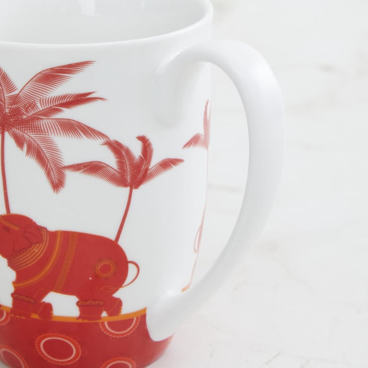 Eliana Elephant Print Mugs - Set of 4 - 400 ml
