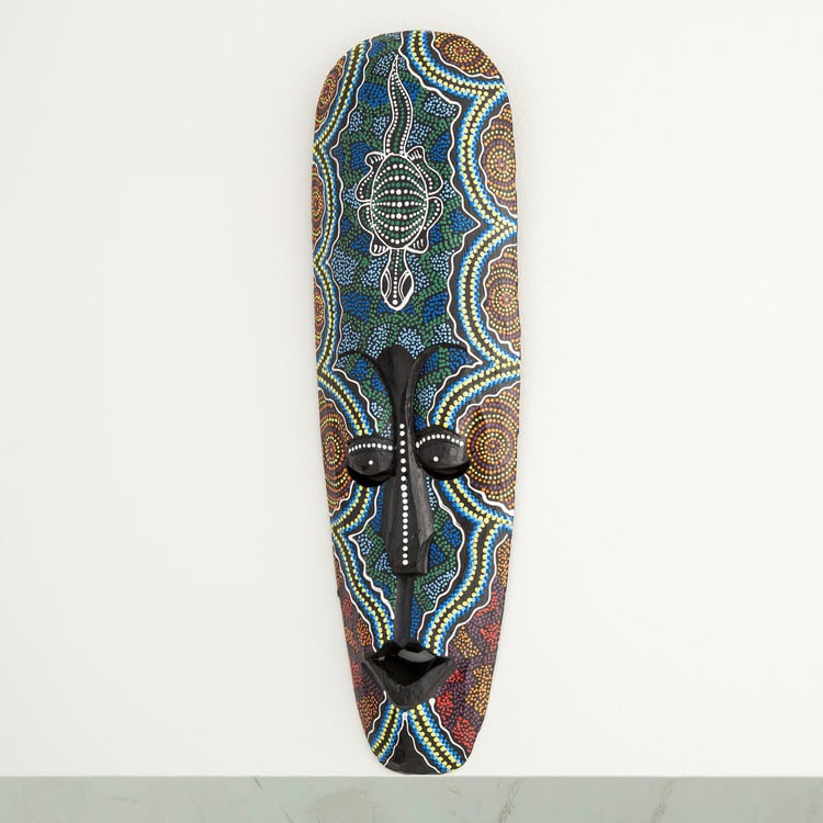 Magnolia Wood - Wooden Mask : 14 cm L x 3 cm W x 48 cm H - Multicolour