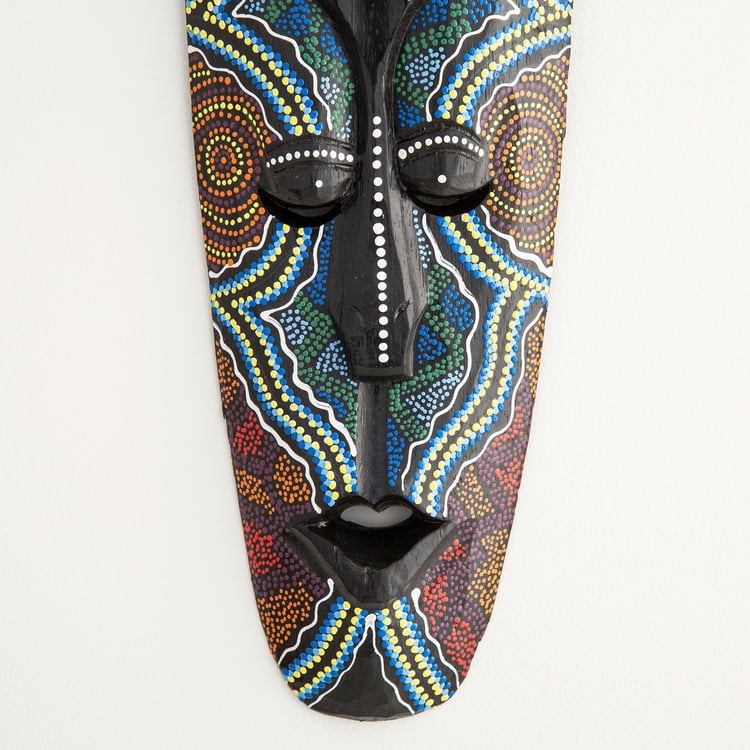 Magnolia Wood - Wooden Mask : 14 cm L x 3 cm W x 48 cm H - Multicolour