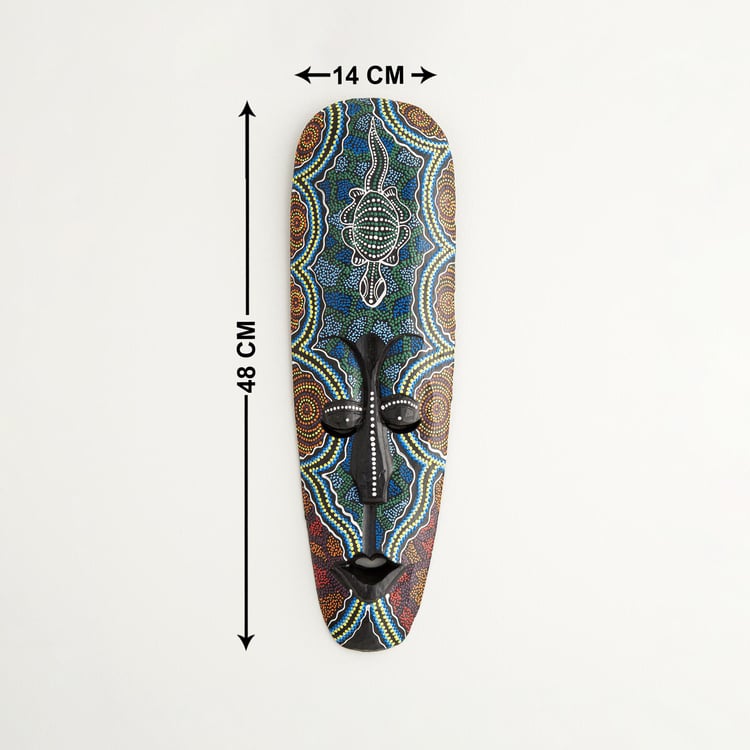 Magnolia Wood - Wooden Mask : 14 cm L x 3 cm W x 48 cm H - Multicolour