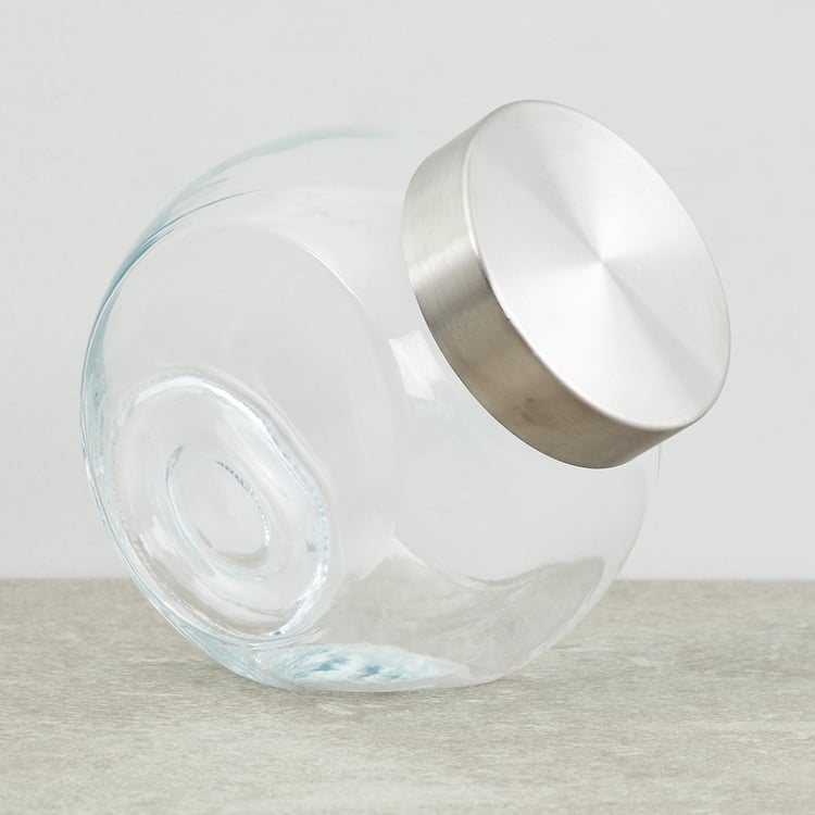 Spinel-Stark Solid Transparent Glass Jars - 10 cm  L x 10 cm  W x 16.3 cm H