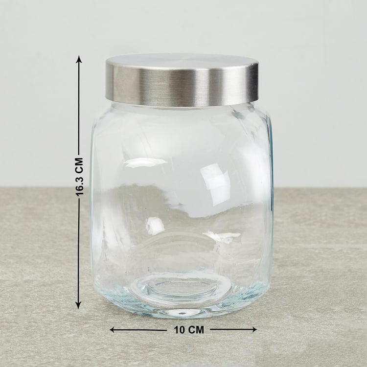 Spinel-Stark Solid Transparent Glass Jars - 10 cm  L x 10 cm  W x 16.3 cm H