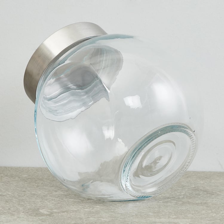 Spinel-Stark Solid Transparent Glass Jars - 10 cm  L x 10 cm  W x 16.3 cm H