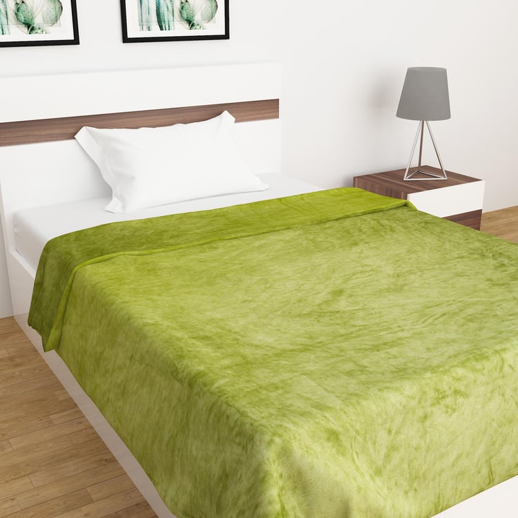 Colour Connect Solid Single Blanket - Single Pc - Polyester - 260 Gsm - 135 cm x 200 cm - Green