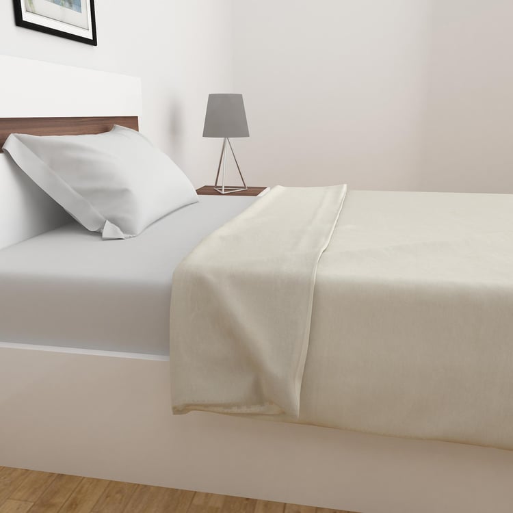 Marshmallow Solid Single Blanket - Single Pc -Polyester - 260 Gsm - 200 cm x 135 cm - Beige