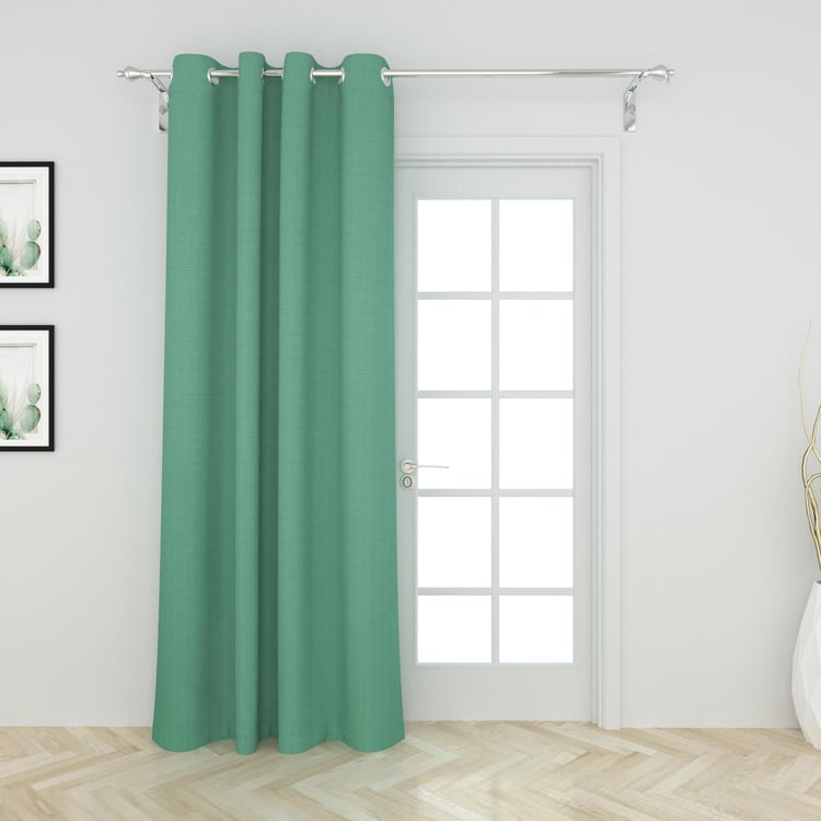 Colour Connect Textured Semi-Blackout Polyester Door Curtain - 110 x 225 cm Blue