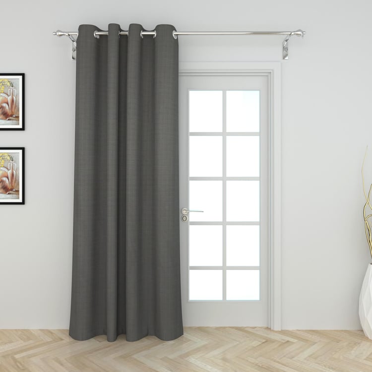 Marshmallow Textured Door Curtains - Single Pc - 225 cm X 110 cm - Polyester - 225 cmL X 110 cmW - Grey
