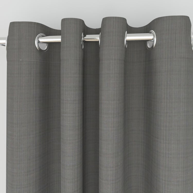Marshmallow Textured Door Curtains - Single Pc - 225 cm X 110 cm - Polyester - 225 cmL X 110 cmW - Grey