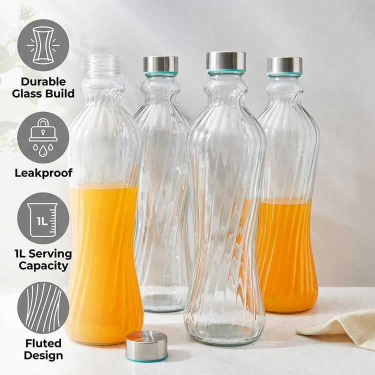 Marley Set of 4 Glass Water Bottles - 1L