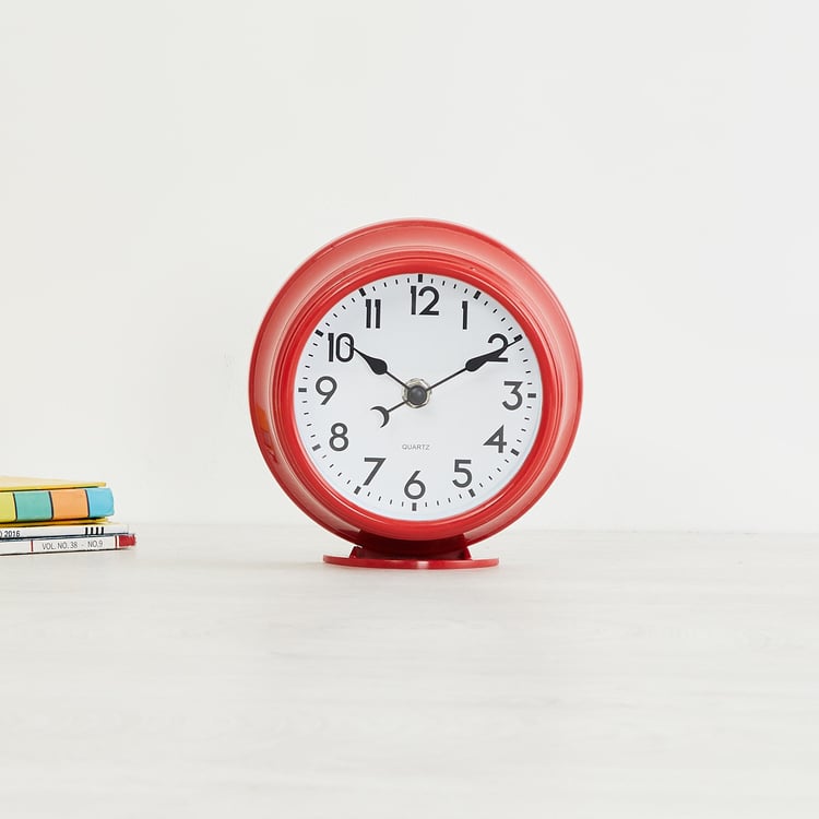 Colour Connect Solid Plastic Table clock : 15 cm  L x 16 cm  H - Red