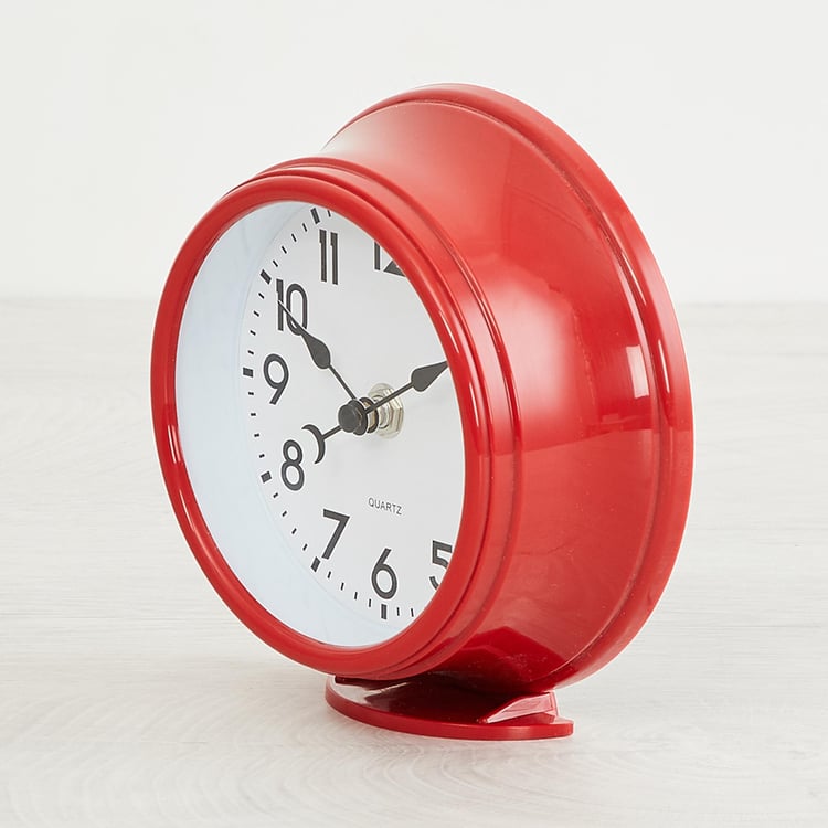 Colour Connect Solid Plastic Table clock : 15 cm  L x 16 cm  H - Red