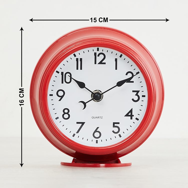Colour Connect Solid Plastic Table clock : 15 cm  L x 16 cm  H - Red