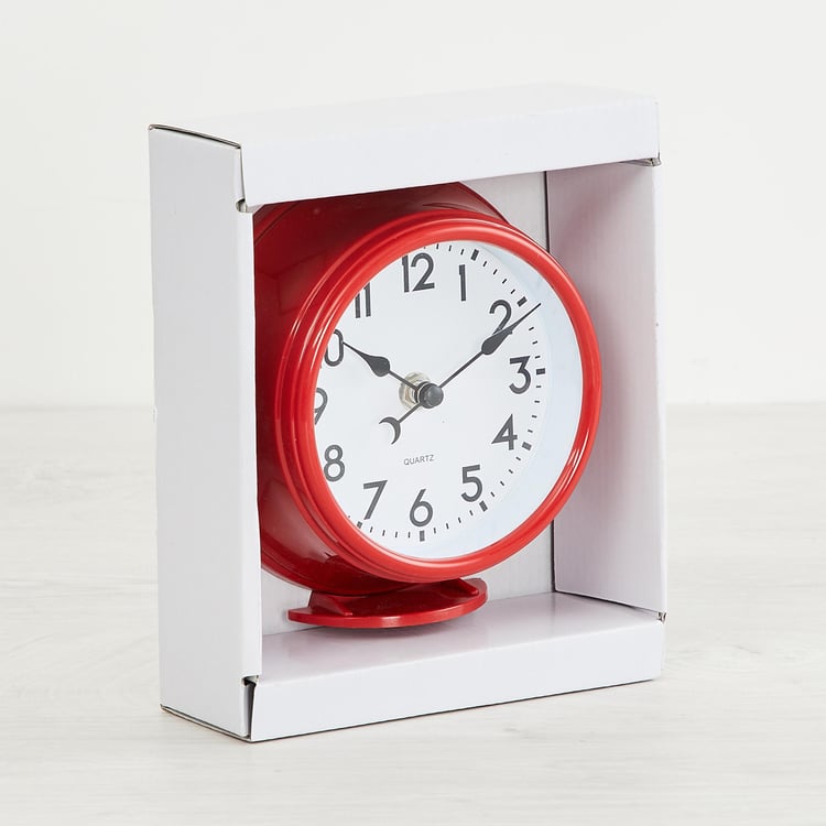 Colour Connect Solid Plastic Table clock : 15 cm  L x 16 cm  H - Red