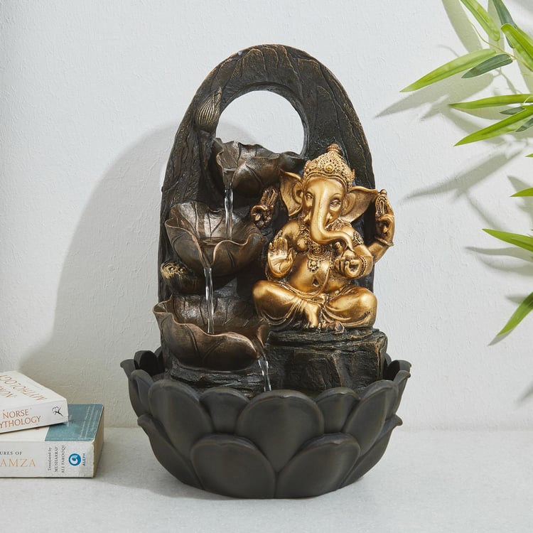 Alpine Polyresin Ganesha Fountain - 27x27x40cm