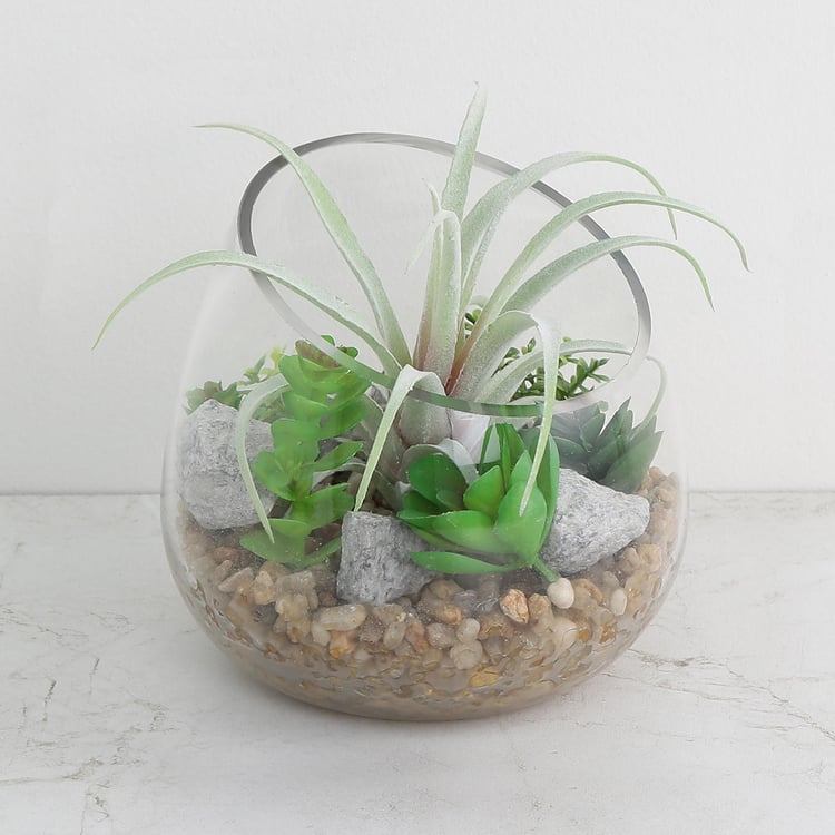 Gardenia Artificial Flower in Glass Pot