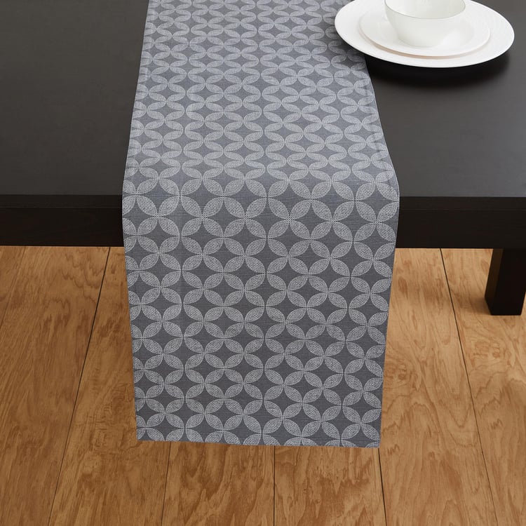 Marshmallow Carbon Cotton Printed Table Runner