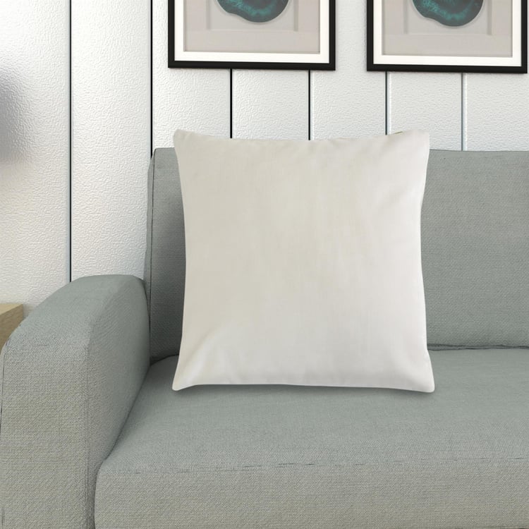 Marshmallow Solid Polyester Cushion Cover  : 40 cm x 40 cm White