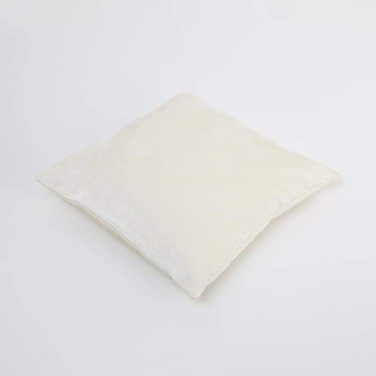 Marshmallow Solid Polyester Cushion Cover  : 40 cm x 40 cm White