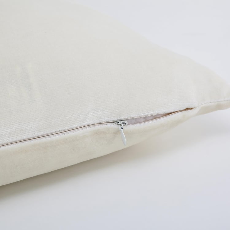 Marshmallow Solid Polyester Cushion Cover  : 40 cm x 40 cm White