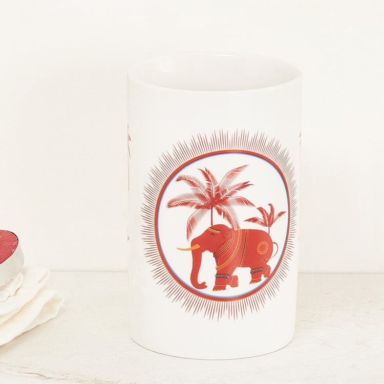 Coromandel Printed Ceramic Cylindrical Tumbler : 7 cmL x 11 cmH Red