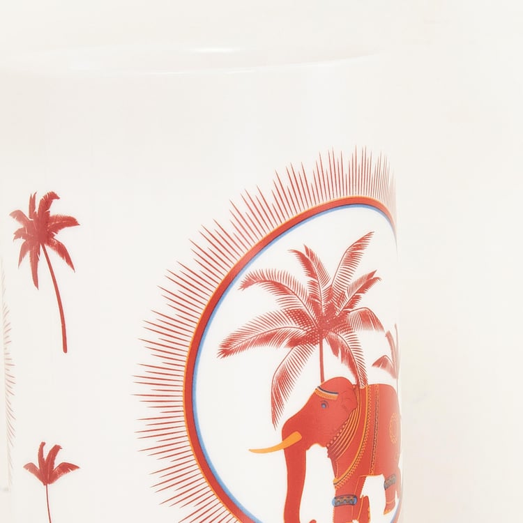 Coromandel Printed Ceramic Cylindrical Tumbler : 7 cmL x 11 cmH Red