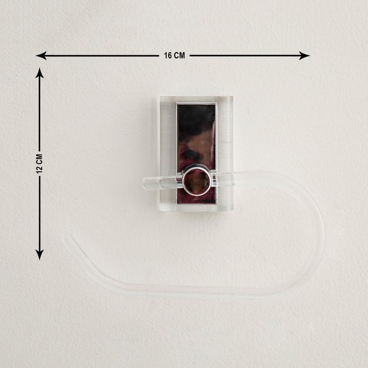 Orion Highline Transparent Solid Acrylic Toilet Roll Holder - 16.6x4.1x17.4cm