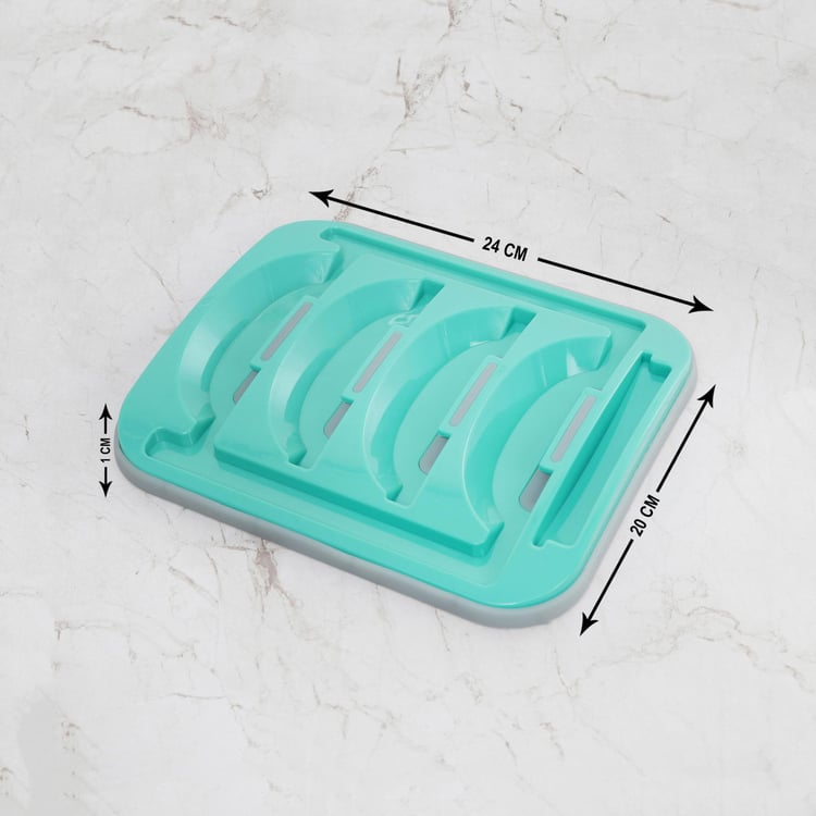 Rosemary Solid Organizer - Plastic - Fry Pan Stand - 24 cm  L x 20 cm  W x 1 cm  H - Blue
