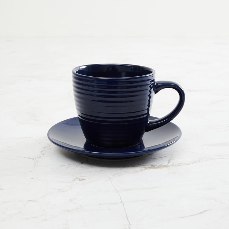 Colour Connect Solid Sets - Stoneware -220 ml -Saucer 14.5 cm  L x 2 cm  HCup 12 cm  L x 9 cm  H -Blue