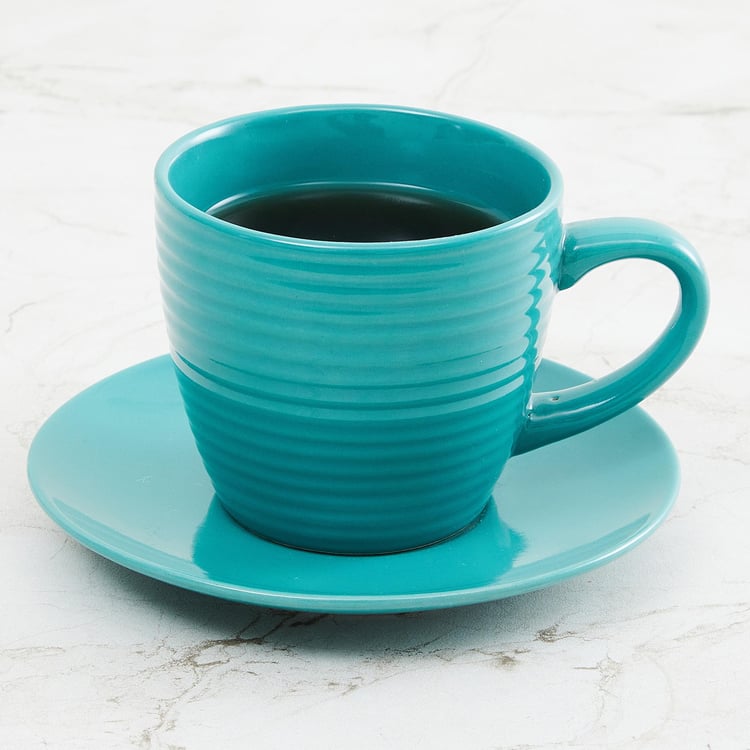 Colour Connect Solid Sets - Stoneware -220 ml -Saucer 14.5 cm  L x 2 cm  HCup 12 cm  L x 9 cm  H -Blue