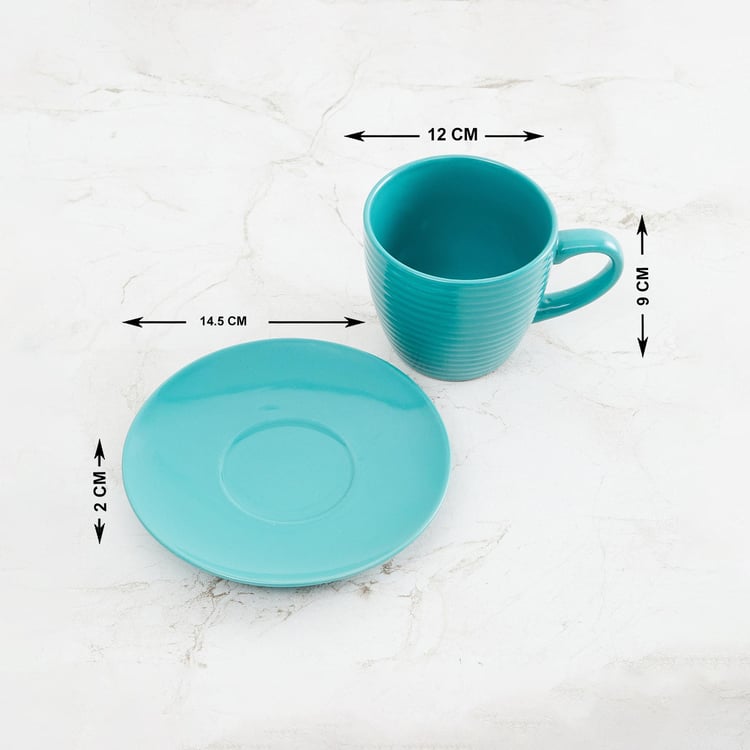 Colour Connect Solid Sets - Stoneware -220 ml -Saucer 14.5 cm  L x 2 cm  HCup 12 cm  L x 9 cm  H -Blue